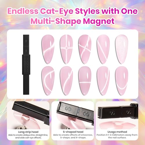 Beetles Cat Eye Gel Nail Polish Set - Timeless Gleam 20 Colors Glitter Cat Eye Gel Nail Kit Nude Pink Red Blue Brown Black Magnetic Base Matte Glossy Top Coat Soak Off UV Manicure Salon Gift for Women - color: 0-0-0-Timeless Gleam