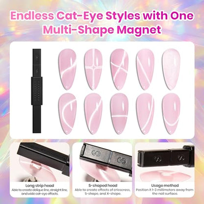 Beetles Cat Eye Gel Nail Polish Set - Timeless Gleam 20 Colors Glitter Cat Eye Gel Nail Kit Nude Pink Red Blue Brown Black Magnetic Base Matte Glossy Top Coat Soak Off UV Manicure Salon Gift for Women - color: 0-0-0-Timeless Gleam