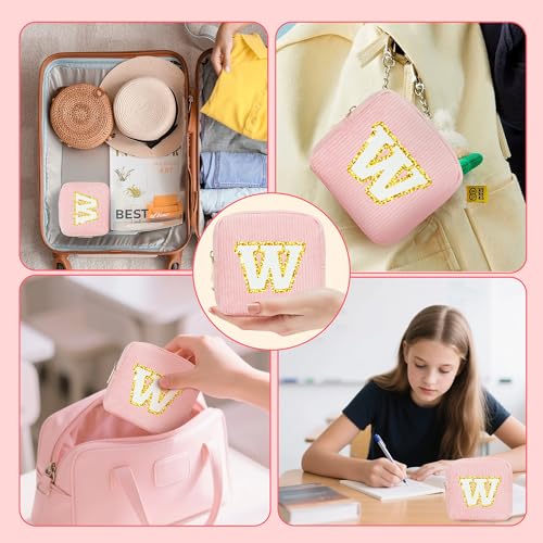 Essential First Period Kit for Girls 9-12 with Custom Initial Bag-Letter W,Period Bags,Tracker and More for Tweens Girls