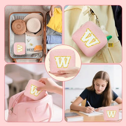 Essential First Period Kit for Girls 9-12 with Custom Initial Bag-Letter W,Period Bags,Tracker and More for Tweens Girls