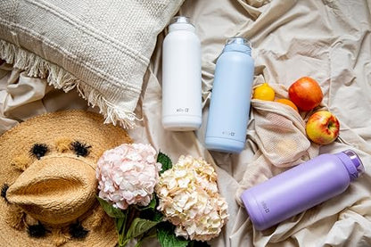 Ello Cooper 40oz Stainless Steel Water Bottle with Straw and Carry Handle, Double Walled and Vacuum Insulated Metal, Leak Proof Locking Lid with Soft Silicone Spout, Reusable, BPA Free, Lilac - color: Lilac, size: 40 Ounces