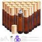PrettyCare 24 Pack, 10 ml Essential Oil Roller Bottles with Stainless Steel Roller Ball - Refillable Leak-proof Empty Thick Amber Glass Roll on Bottles with Metal Caps for Travel, Perfume - color: Amber with Golden Cap, size: 24 Pack