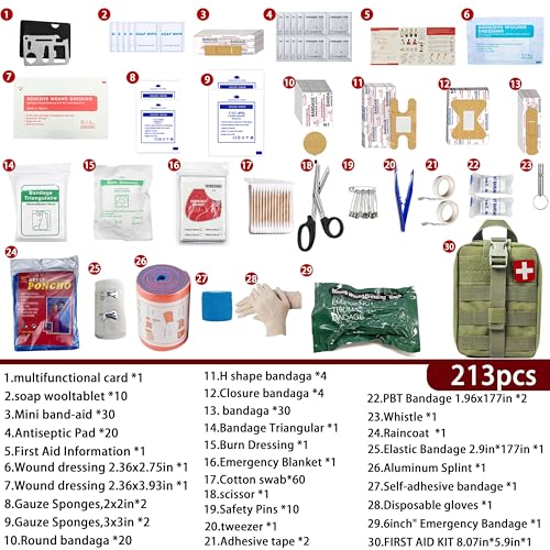 Universal IFAK Trauma First Aid Kit Molle Pouches Emergency Survival Kit Suitable for Home, car, Travel, Camping, Hiking, Sports, Outdoor Emergencies-Quick Response First Aid Essentials (Olive Green) - color: Olive Green