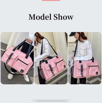 New Sports Tote Gym Travel Luggage Shopping Delivery Weekend Camping Overnight Bag(pink) - color: pink