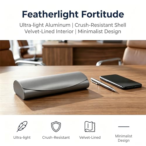 Philley Aluminum Ultra-Light Eyeglasses Case Hard Shell Nearsighted Glasses Case for Women & Men - color: B-grey