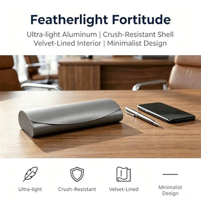Philley Aluminum Ultra-Light Eyeglasses Case Hard Shell Nearsighted Glasses Case for Women & Men - color: B-grey
