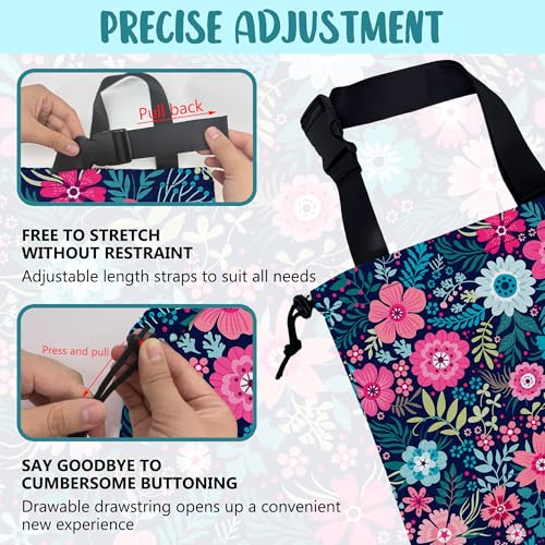 Car Garbage Bag Abstract Blue Pink Flowers Hanging Canvas Car Trash Bag Waterproof Drawstring Car Back Seat Organizer for Car Back Front Seat Console with Adjustable Buckle - color: Abstract Blue Pink Flowers