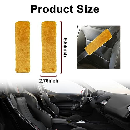 Ziciner 2 Packs Car Seatbelt Covers Shoulder Pad, Universal Soft Faux Sheepskin Shoulder Cover for Comfortable Driving, Fluffy Seat Belt Protector Help to Protect Your Neck and Shoulder (Camel) - color: Camel