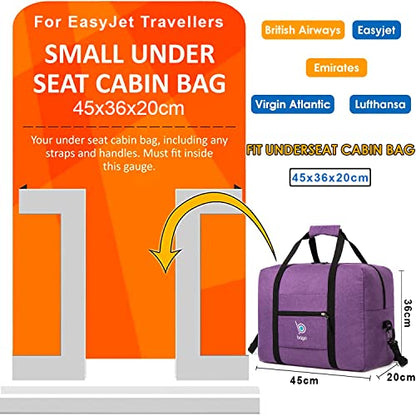 Bago Personal Item Travel Bag For Airlines - Fits As 18x14x8 inches Travel Bag Spirit & Frontier Airlines - Foldable Duffle Bag For Travel - Personal Item Bag Small Carry On Bag For Air Travel - color: SnowDepPurple