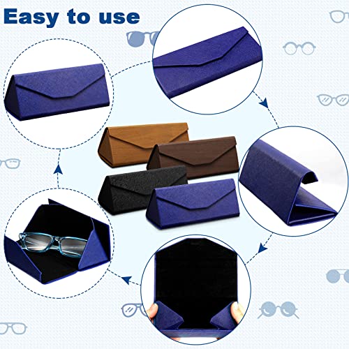 Flutesan 4 Pack Foldable Glasses Sunglasses Case PU Hard Shell Collapsible Eyeglasses Leather Case 4 Cleaning Cloths - color: Classic Color