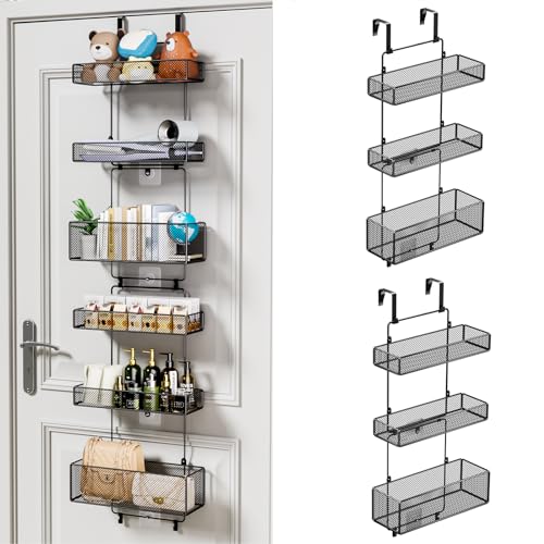 HapiRm Over Door Organizer Storage - Separable Door Organizer Hanging with 6 Metal Large Capacity Baskets for Bathroom Bedroom Kitchen Pantry Closet (Black) - color: Black, size: 6-Tier