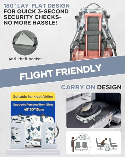 WONHOX Vacuum Seal Backpack for Travel with Air Pump Vacpack Carry on Flight Approved Compression Daypack Laptop Space Saver Bags Storage with Vacuum System 18x14x8 inches Travel Bag Women LeafWhite - color: A10-white