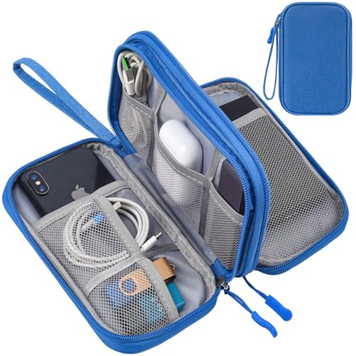 CAAORDKSO Travel Cord Organizer Case, Electronic Accessories Bag, Tech Electronic Case, Electronics Travel Organizer Bag for Cable, USB, Cord, Charger, Phone, Power Bank, Earphone (Blue, Large) - color: Blue, size: Large