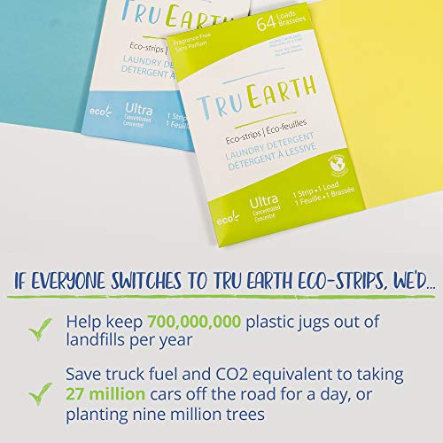 Tru Earth Compact Dry Laundry Detergent - Up to 128 Loads (64 Sheets) - Paraben-Free - Original Eco-Strip Liquidless Detergent, Travel - Fresh Linen | Packaging May Vary - size: 64 Count (Pack of 1)