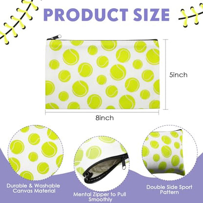 Eccliy 20 Pcs Tennis Makeup Bags Bulk Sport Team Gifts Tennis Cosmetic Bag Accessories for Women Toiletry Zipper Pouch Travel Canvas Gifts Stuff for Party Team Players Lover - size: 8 x 5 Inch, style: Tennis