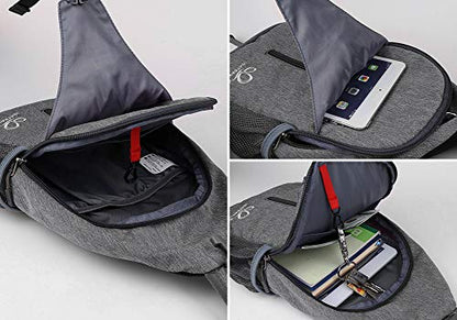 WATERFLY Crossbody Sling Backpack Sling Bag Travel Hiking Chest Bags Daypack (Dark gray) - color: Dark Gray