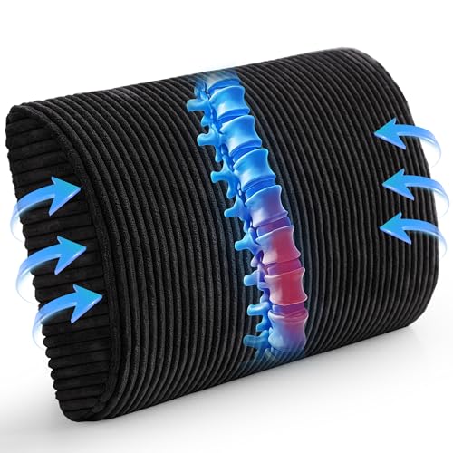 HIGOGOGO Lumbar Support Pillow for Recliner Chair/Accent Chair/Couch, Large Memory Foam Back Support Cushion for Elderly, Recliner Cushions for Back Rest, Pain Relief, Reading, Washable Cover, Black - color: Black, size: 20"x14"x5"