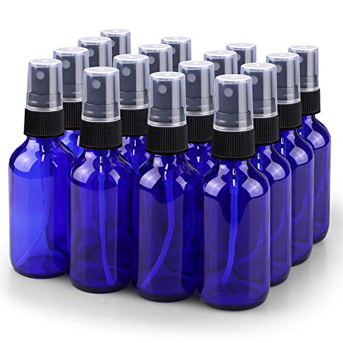 Wedama Spray Bottle, 2 oz Fine Mist Glass Spray Bottles, Little Refillable Liquid Containers for Watering Flowers Cleaning (16 Pack, Blue) - color: Blue, size: 2 Ounce (Pack of 16)
