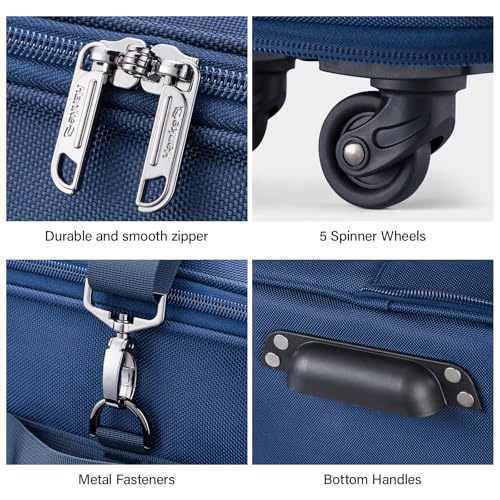 Hanke Expandable Collapsible Luggage with Wheels Suitcase Luggage Rolling Travel Bag Duffel Bag for Men Women Lightweight Suitcase Large Capacity with Spinner Wheel (Blue) - color: Blue Upgrade Version 2
