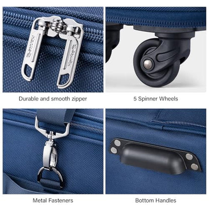 Hanke Expandable Collapsible Luggage with Wheels Suitcase Luggage Rolling Travel Bag Duffel Bag for Men Women Lightweight Suitcase Large Capacity with Spinner Wheel (Blue) - color: Blue Upgrade Version 2