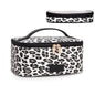 Montana West X Wrangler Travel Makeup Bag 2pcs Set Large Cosmetic Bag with Makeup Brush Holder Portable Make Up Organizer Cute Toiletry Bag with Divider and Handle for Women Leopard - color: Leopard-Black