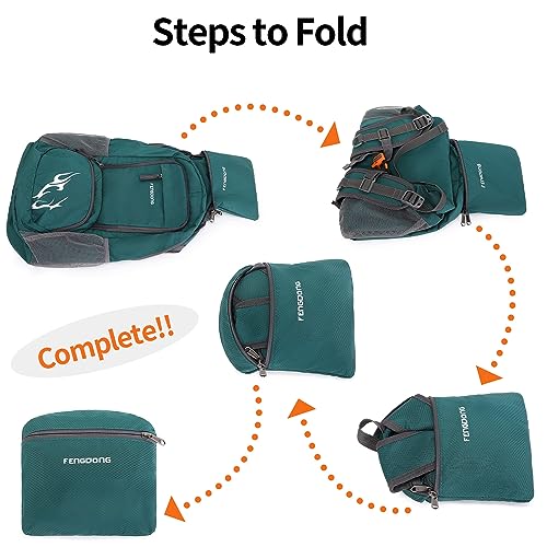 FENGDONG 35L Lightweight Foldable Waterproof Packable Travel Small Hiking Backpack Daypack for men women - color: A9-dark Green