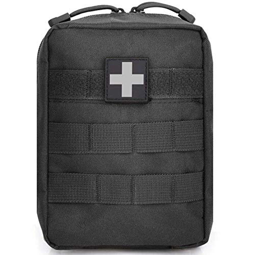 First Aid Pouch Empty Small, Tactical Molle EMT Pouch Compact Medical IFAK Rip Away Untility Bag Pouches - color: Black