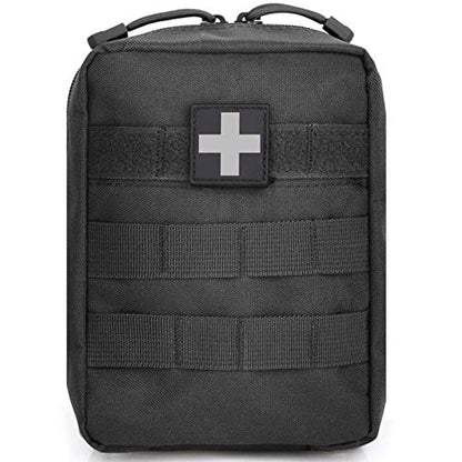 First Aid Pouch Empty Small, Tactical Molle EMT Pouch Compact Medical IFAK Rip Away Untility Bag Pouches - color: Black