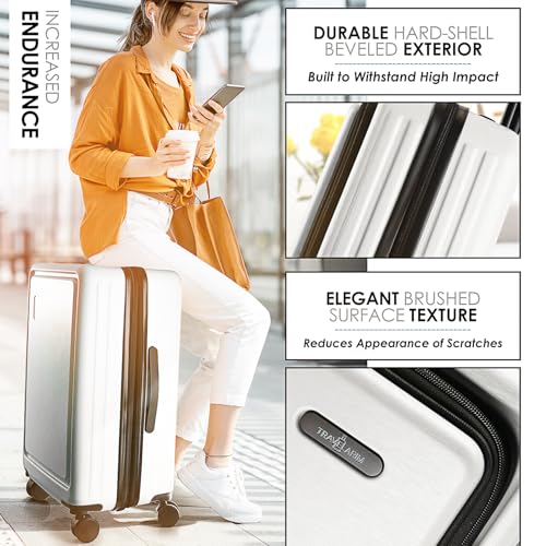 TRAVELARIM Hard Shell Luggage Sets with Spinner Wheels 4 Piece, Expandable Large Suitcases with TSA Lock, Travel Large Suitcase Set, White Luggage Set - color: White, size: 4 Piece Set (20/24/28)
