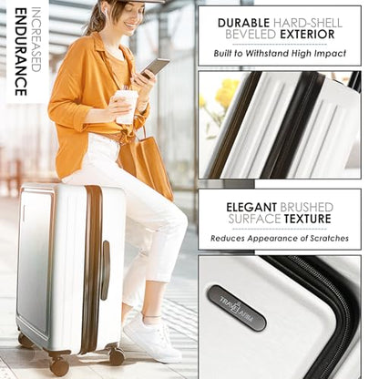 TRAVELARIM Hard Shell Luggage Sets with Spinner Wheels 4 Piece, Expandable Large Suitcases with TSA Lock, Travel Large Suitcase Set, White Luggage Set - color: White, size: 4 Piece Set (20/24/28)