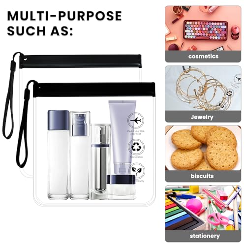 6 Pcs TSA Approved Clear Travel Toiletry Bag, Makeup Cosmetic Bag Organizer with Zipper Carry on Airline Airport Travel Accessories, PVC Makeup Bags