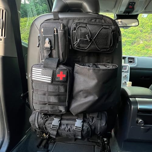 8 Pack Tactical Molle Car Seat Back Organizer Vehicle Panel with 7 Detachable Molle Pouch for Car Truck Ford Jeep Vehicle Automotive Organizer For Man Combined On Demand (7 Pouches) - style: 7 Pouches