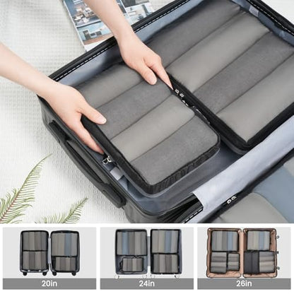 BAGAIL 6 Set Ultralight Compression Packing Cubes Packing Organizer for Travel Accessories Luggage Suitcase Backpack - color: Jet Black70D, style: Mesh Pattern