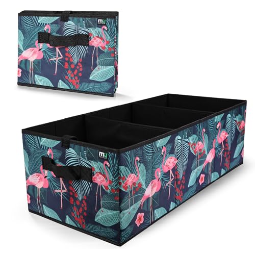 MIU COLOR Trunk Organizer, Car Trunk Organizer, Non-Slip Bottom, Sturdy Storage Organizer for SUV, Sedans, Van, Jeep, Grocery, Large 3 Compartments Car Organizer for Women, Flamingo 31.9"×12.6"×10.6" - color: Flamingo, size: Large+Standard