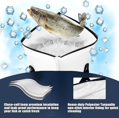 MORXPLOR Insulated Fish Cooler Bag for Fishing 41x17 47x17In 50x20In 60x24 72x30 80X40 Inches,Large Insulated Fish Kill Bag,Fishing Catch Bag Cooler with Water-resistant Zipper - color: 100 White