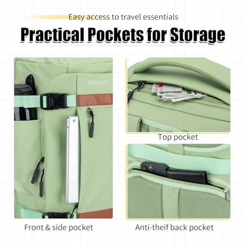 42L Travel Backpack with 4 Packing Cubes, TSA Friendly Flight Approved Carry-On Bag, Water-Resistant Business Backpack for Men Women, Fits 17.3" Laptop (Avocado Green) - color: Avocado Green
