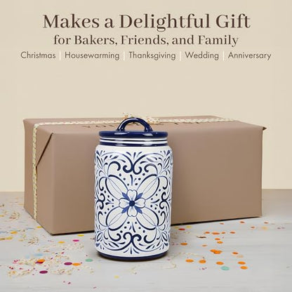Young's Inc. Ceramic Cookie Jar - Cute Kitchen Counter Storage Canister with Lid - Perfect for Cookies, Coffee, Tea, Candy, Dog Treats, and More - Cookies Finest - Black, White - color: Black,White