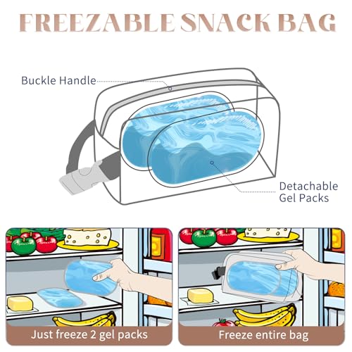 Freezable Lunch Bag,Freezable Snack Bag,Mini Cooler Bag for Travel/Work/School,Small Insulated Bag,Small Cooler Lunch Box with Ice Packs,Insulated Snack Bag,Freezable Snack Box with Handle Buckle - color: Brown Leopard