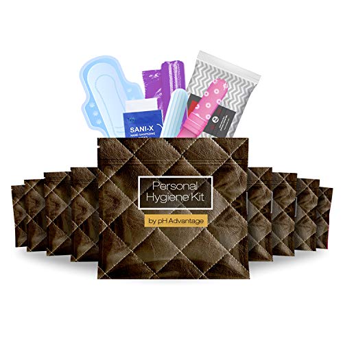 Menstrual Kit All-in-One 10 Pack | Convenience on the Go | Period Kit Pack for Travelling, Tweens & Teenagers or just When You’re Out | Individually Wrapped Feminine Hygiene Product (Brown Leather) - color: Brown Leather