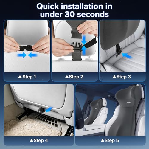 Lumbar Support Pillow for Car with Headrest, Memory Foam Cushion for Back & Neck Support, Muscle Fatigue Relief, Full-Length S-Curve Support for Long Drives, Fits Cars, SUVs, Trucks