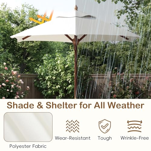 Olakids Kids Picnic Table, Outdoor Wooden Bench Set with Removable Cushions Adjustable Foldable Umbrella, Toddler Backyard Furniture for Patio Garden
