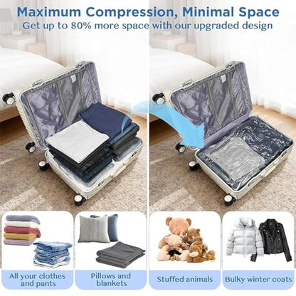 Aless Vacuum Travel Compression Bags, X7 Cordless Travel Vacuum Bag Set, VacuumS Seal Bags for Clothing Travels, Vacuum Bags for Travels with Rechargeable Air Pump, Space Saver for Clothes(15pcs)