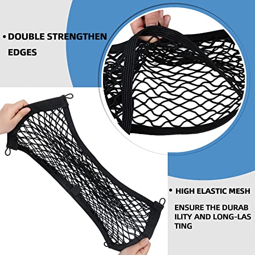Universal Mesh Cargo Net for Car Trunk Storage,2 Pack Elastic Small Cargo Net Pocket Organizer Pouch Bag,Stretchable Automotive Cargo Nets with 8 Pieces Mounting Screws and Hooks for RV,SUV,Boats,Home - size: 17.7 x 9.8 inch