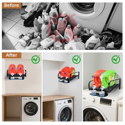 Liquid Laundry Detergent Holder,laundry room hacks,Laundry Detergent Dispenser,Hanging Laundry Station Storage Laundry Detergent Stand-Laundry Room Wall-Washing Machine (Small-Black) - size: Small-Black
