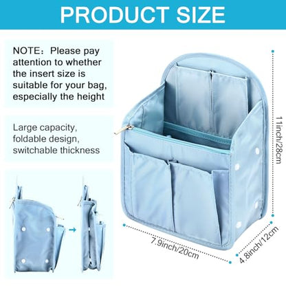 Sweetude 2 Pcs 7.9 x 4.8 x 11 Inch Mini Backpack Organizer Insert Small Shoulder Bag Divider for Rucksack Handbag Shoulder Bag Purse(Light Blue) - color: Light Blue
