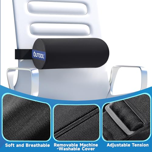 QUTOOL Lumbar Roll, Lumbar Support Pillow for Office Chair with Non-Slip Wider Strap, Back Pain Relief & Posture Improvement, Washable Cover, Office Desk & Car Accessories, Medium Soft - color: Medium Soft-lumbar Roll/Black
