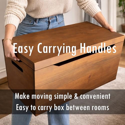 Fully Assembled, Solid Wood Storage Chest with Lid & Handles, Wooden Box, Organizer, Storage, Birthday, Gift, Blankets, Clothes, Keepsakes, Anti-Slam Hinges, 30” Professional Walnut Finish - color: Walnut