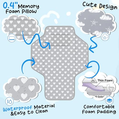 Baby Portable Changing Pad Travel - Waterproof Compact Diaper Changing Mat with Built-in Pillow - Lightweight & Foldable Baby Diaper Changer, Newborn Shower Gifts - color: Gray B