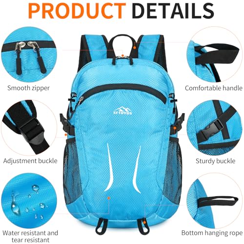 Small Hiking Backpack 35L Travel Lightweight Hiking Packable Daypack Water-Resistant Foldable Backpacks for Women Men Camping (Blue) - color: Blue, size: 35L