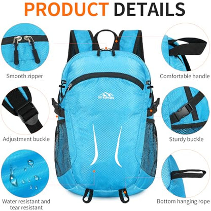 Small Hiking Backpack 35L Travel Lightweight Hiking Packable Daypack Water-Resistant Foldable Backpacks for Women Men Camping (Blue) - color: Blue, size: 35L